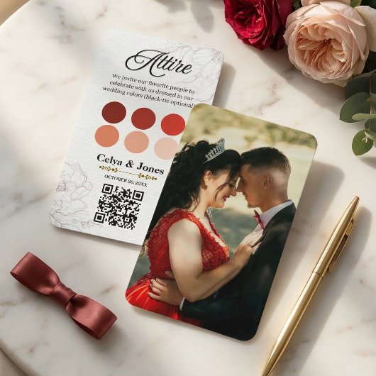 Wedding Dress Code Color Palette QR Code Photo  エンクロージャーカード