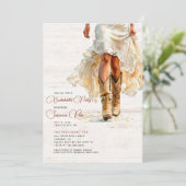 Wedding Dress Cowgirl Boots Bachelorette Party 招待状 (スタンド正面)