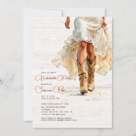 Wedding Dress Cowgirl Boots Bachelorette Party 招待状