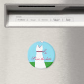 Wedding dress, red ribbon, Save the date magnet マグネット (インサイチュ (食洗機))