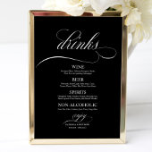 Wedding Drinks Bar Menu Sign Black And White ポスター