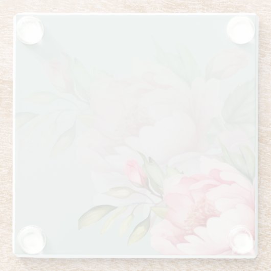 Wedding & Eid | Pink Peony & Sage Green ガラスコースター (裏面)
