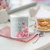 Wedding & Eid | Pink Peony & Sage Green Jumbo Mug ジャンボコーヒーマグカップ