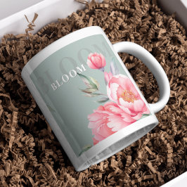 Wedding & Eid | Pink Peony & Sage Green Jumbo Mug ジャンボコーヒーマグカップ
