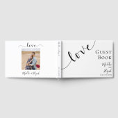 Wedding, Elegant, Black & White Simple, Script, ゲストブック (全面)