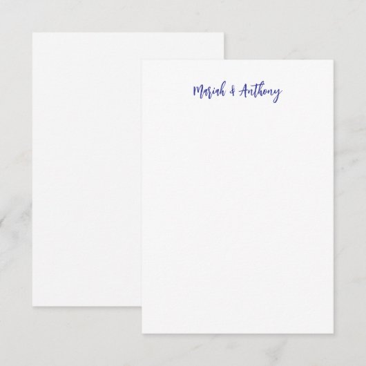 Wedding Elegant Creative Classical Blue White ノートカード (正面/裏面)