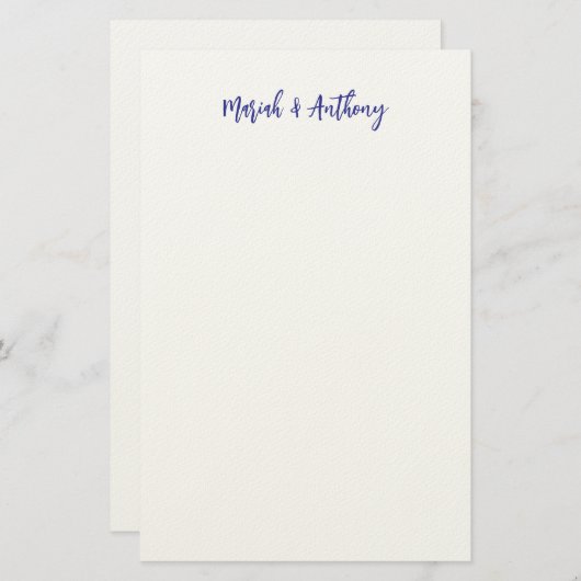 Wedding Elegant Creative Classical Blue White 便箋 (正面/裏面)