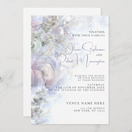 Wedding | Elegant Peonies 招待状 (正面/裏面)