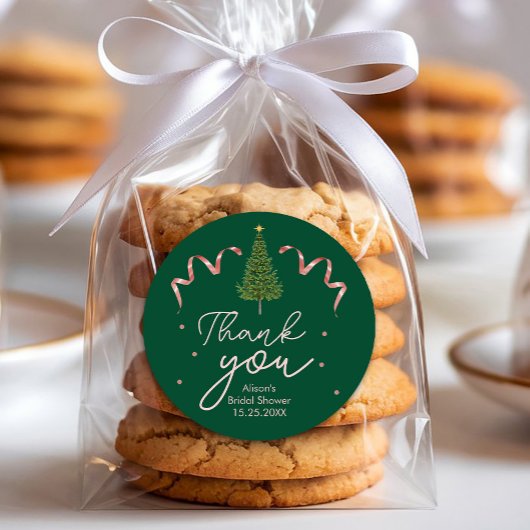 Wedding Elegant Watercolor Greenery Pine Tree ラウンドシール