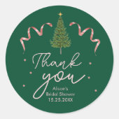 Wedding Elegant Watercolor Greenery Pine Tree ラウンドシール (正面)