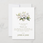 Wedding elegant white floral blossom thank you サンキューカード (正面)