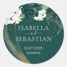 Wedding Emerald Green Rose ラウンドシール