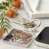 Wedding engagement photo love couples names date キーホルダー (正面右)