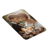 Wedding engagement photo love couples names date マグネット (右側)