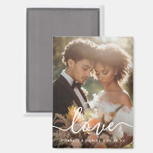 Wedding engagement photo love couples names date マグネット (正面/裏面)