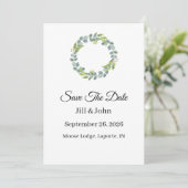 Wedding Eucalyptus Wreath Vertical Save the Date (スタンド正面)