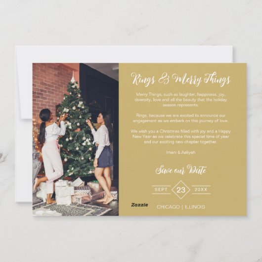 Wedding Exclusive Whimsical Golden Script 2 Photos シーズンカード (裏面)