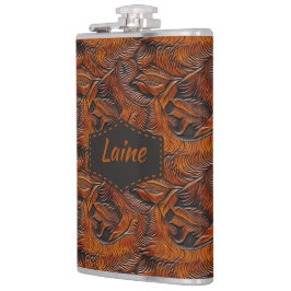 Wedding Faux Tooled Leather Look フラスク