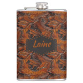 Wedding Faux Tooled Leather Look フラスク (正面)