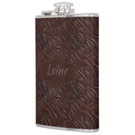 Wedding Faux Tooled Leather Look フラスク