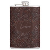 Wedding Faux Tooled Leather Look フラスク (正面)