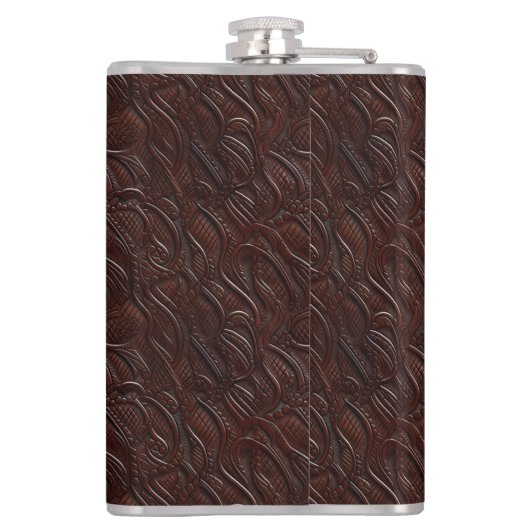 Wedding Faux Tooled Leather Look フラスク (裏面)