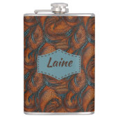 Wedding Faux Tooled Leather Look フラスク (正面)