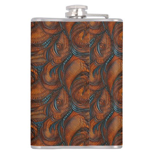 Wedding Faux Tooled Leather Look フラスク (裏面)