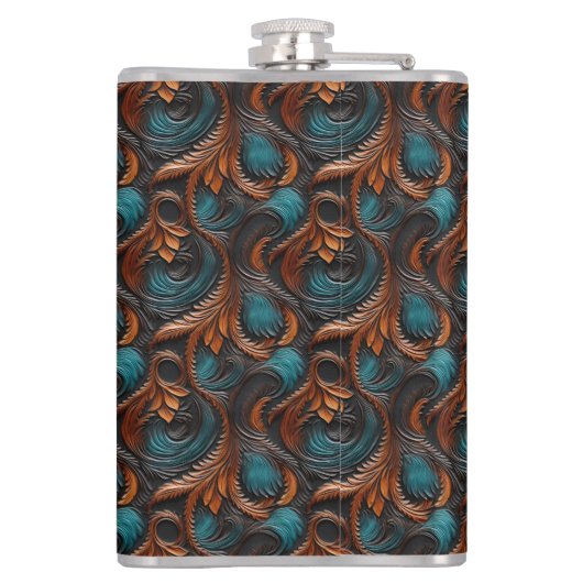 Wedding Faux Tooled Leather Look フラスク (裏面)