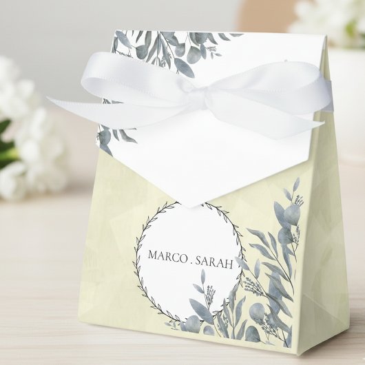 Wedding Favor Box with Ginko Leaves and Names フェイバーボックス