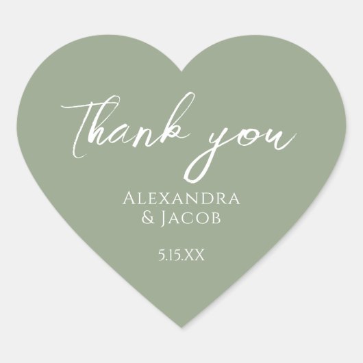 Wedding Favor Labels Elegant Typography ハートシール (正面)