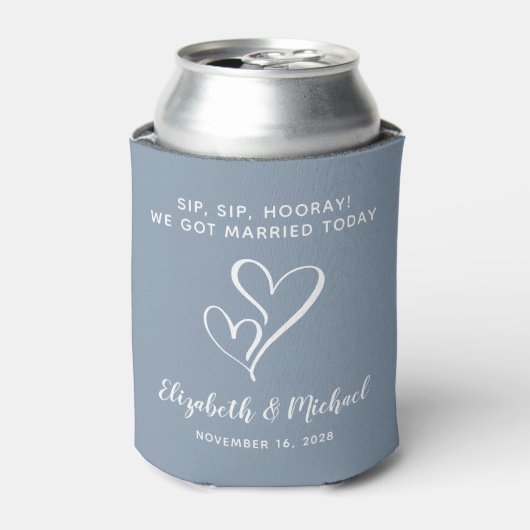 Wedding Favor Sip Sip Hooray ダスティブルー 缶クーラー (缶正面)