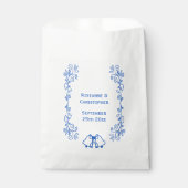 Wedding Favour Bag Blue Sapphire Bells Scrollwork フェイバーバッグ (正面)