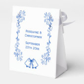 Wedding Favour Box Blue Sapphire Bells Scrollwork フェイバーボックス (裏面サイド)