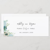 Wedding Find Your Table Dusty Blue Floral Card プログラム (正面/裏面)
