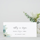 Wedding Find Your Table Dusty Blue Floral Card プログラム (スタンド正面)
