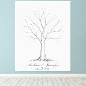Wedding Fingerprint Tree Guest Book Alternative キャンバスプリント (インサイチュ (ウッドフロア))