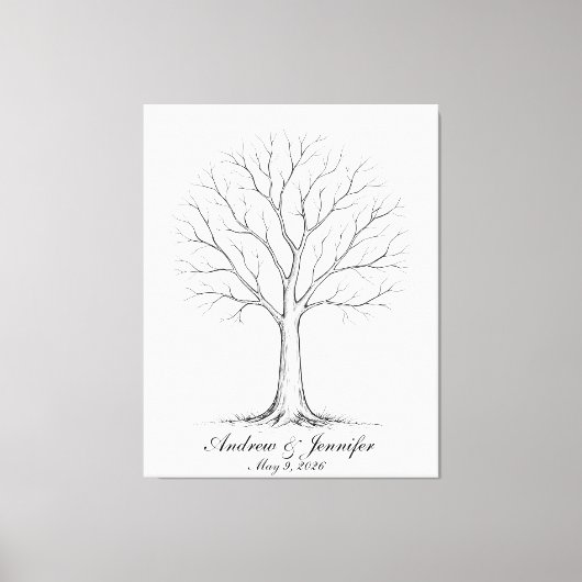 Wedding Fingerprint Tree Guest Book Alternative キャンバスプリント (正面)