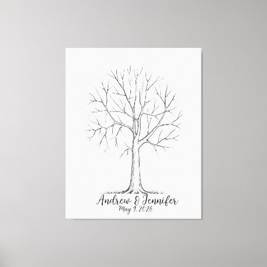 Wedding Fingerprint Tree Guest Book Alternative キャンバスプリント (正面)
