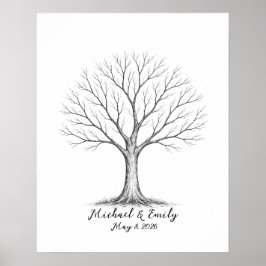 Wedding Fingerprint Tree Guest Book Alternative ポスター