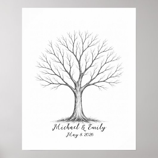 Wedding Fingerprint Tree Guest Book Alternative ポスター (正面)