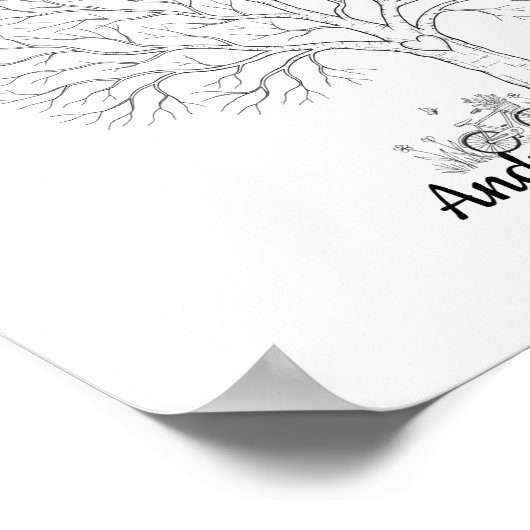 Wedding Fingerprint Tree Guest Book Alternative ポスター (角)