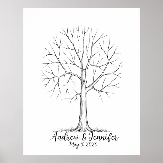 Wedding Fingerprint Tree Guest Book Alternative ポスター (正面)