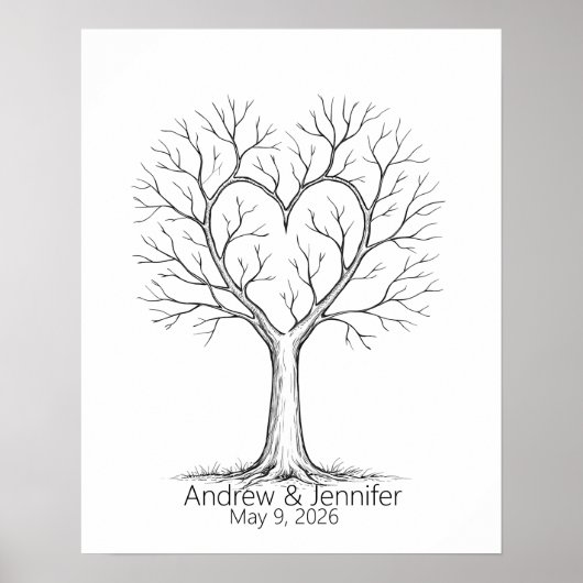 Wedding Fingerprint Tree Guest Book Alternative ポスター (正面)
