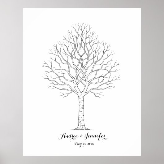 Wedding Fingerprint Tree Guest Book Alternative ポスター (正面)