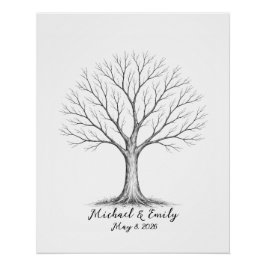 Wedding Fingerprint Tree Guest Book Alternative ポスター