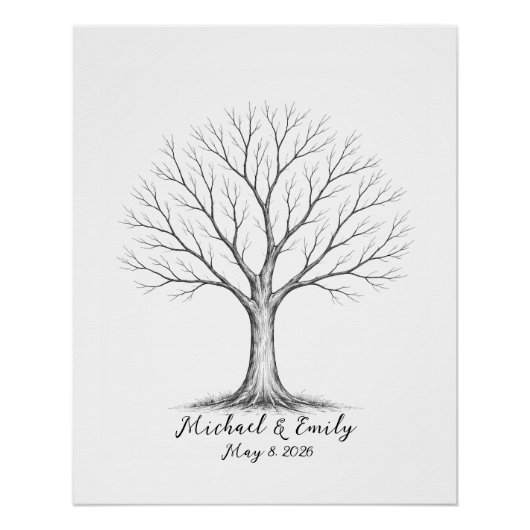 Wedding Fingerprint Tree Guest Book Alternative ポスター (正面)