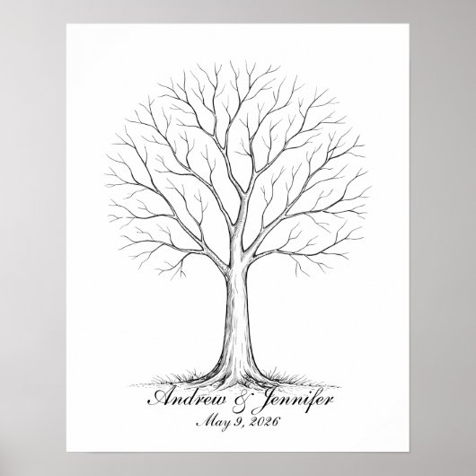 Wedding Fingerprint Tree Guest Book Alternative ポスター (正面)