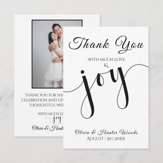 Wedding Flat Thank You Card Simple Script サンキューカード (正面/裏面)