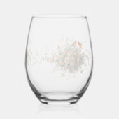 Wedding floral bird Elegant Colorful Watercolor ステムなしワイングラス (裏面)